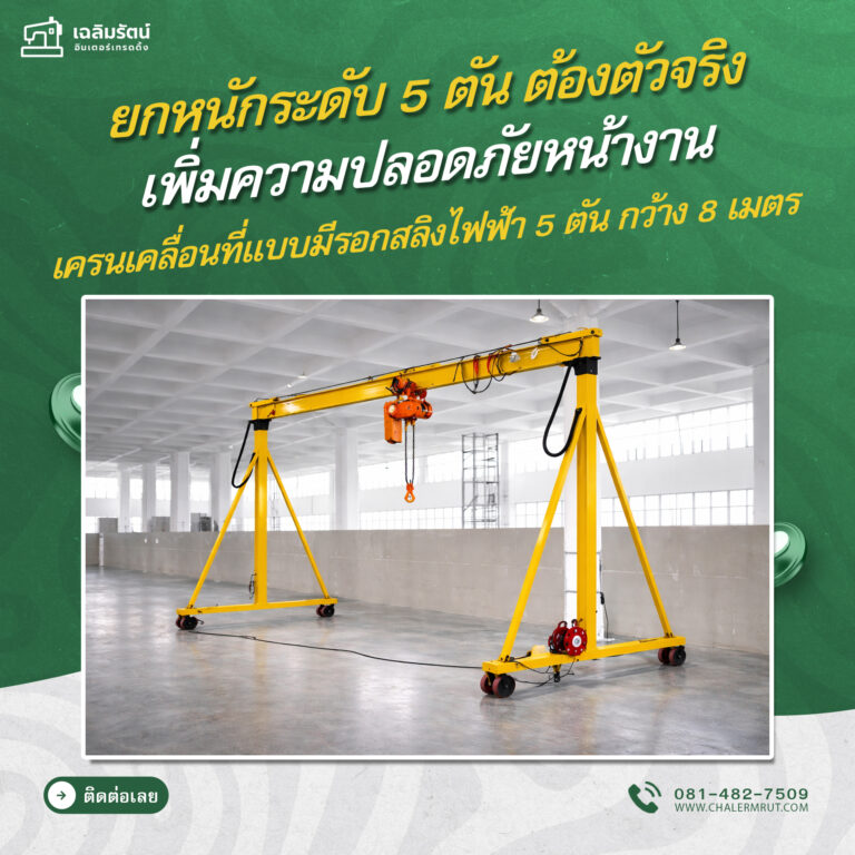 ads เครนเคลื่อนที่แบบมีรอกสลิงไฟฟ้า 5 ตัน กว้าง 8 เมตร