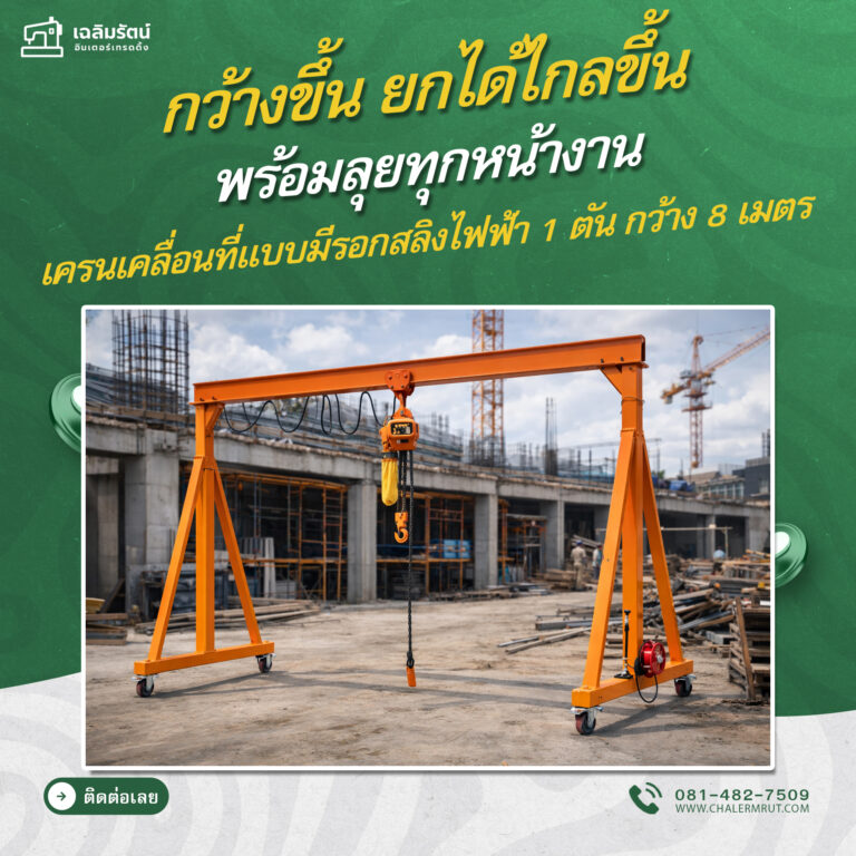 ads เครนเคลื่อนที่แบบมีรอกสลิงไฟฟ้า 1 ตัน กว้าง 8 เมตร