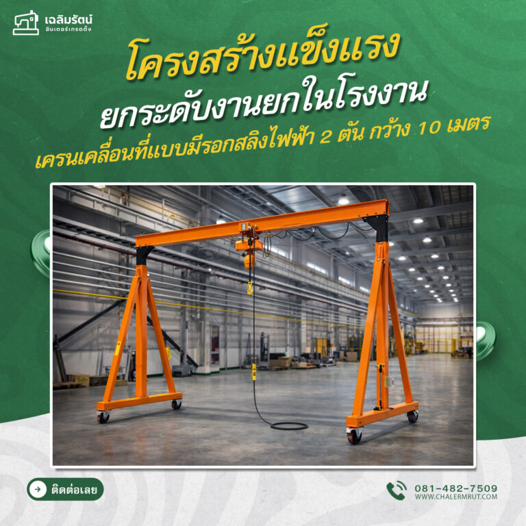 ads เครนเคลื่อนที่แบบมีรอกสลิงไฟฟ้า 2 ตัน กว้าง 10 เมตร