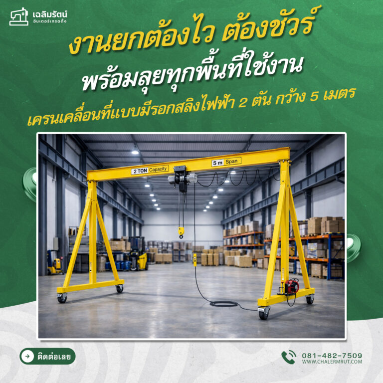 ads เครนเคลื่อนที่แบบมีรอกสลิงไฟฟ้า 2 ตัน กว้าง 5 เมตร