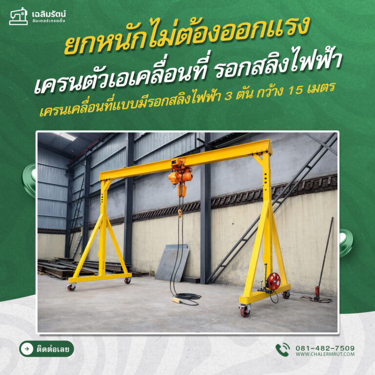 ads เครนเคลื่อนที่แบบมีรอกสลิงไฟฟ้า 3 ตัน กว้าง 15 เมตร